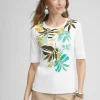Best Sale Placed Palms Jewel Neck Tee Tops