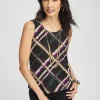 Discount Plaid Mesh Tank Tops