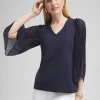 New Pleated Billow Sleeve Top Tops
