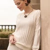 Store Pleated Long Sleeve Sweater Matching Sets
