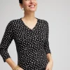 Fashion Polka Dot Everyday 3/4 Sleeve Tee Tops