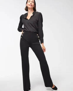 Shop Ponte Button Flare Pants Pants