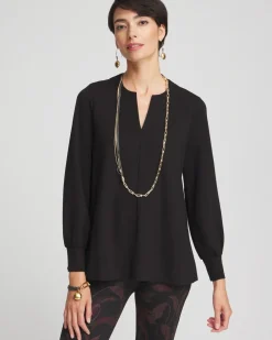 Best Ponte Notch Neck Tunic Tops