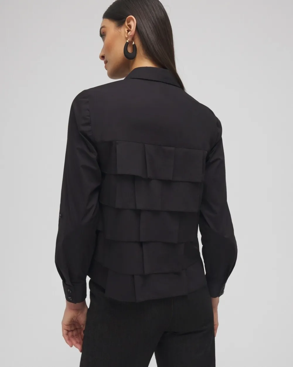 Clearance Poplin Ruffle Shirt Tops