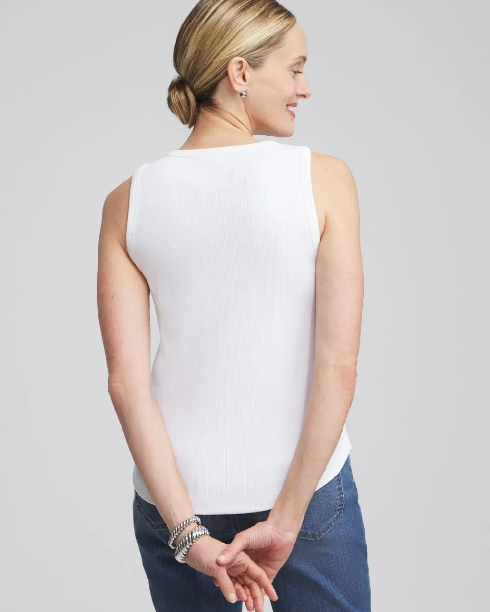 Store Ribbed High Neck Tank Tops