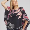 Best Sale Ruffle Detail Floral Poncho Tops