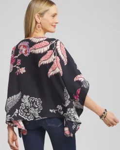 Best Sale Ruffle Detail Floral Poncho Tops