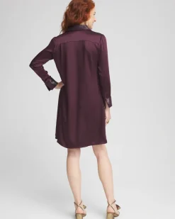 Hot Satin Embroidered Shirt Dress Dresses