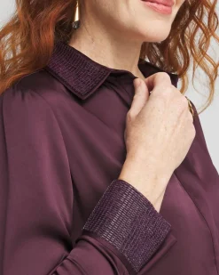 Hot Satin Embroidered Shirt Dress Dresses