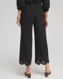 Cheap Satin Eyelet Hem Culottes Pants