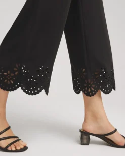 Cheap Satin Eyelet Hem Culottes Pants
