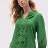 Best Sale Satin Eyelet Top Tops