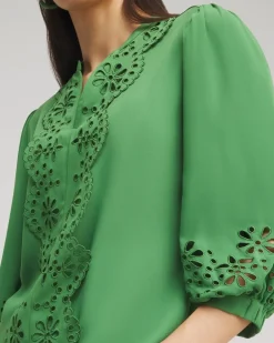 Best Sale Satin Eyelet Top Tops