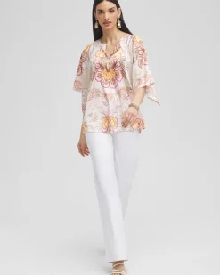 Shop Satin Floral Keyhole Neck Blouse Tops