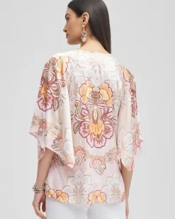 Shop Satin Floral Keyhole Neck Blouse Tops