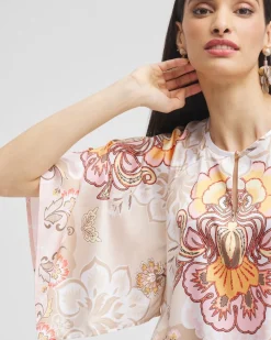 Shop Satin Floral Keyhole Neck Blouse Tops