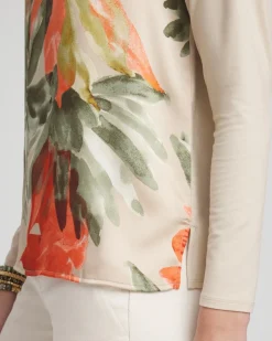 Flash Sale Satin Garden Long Sleeve Tee Tops