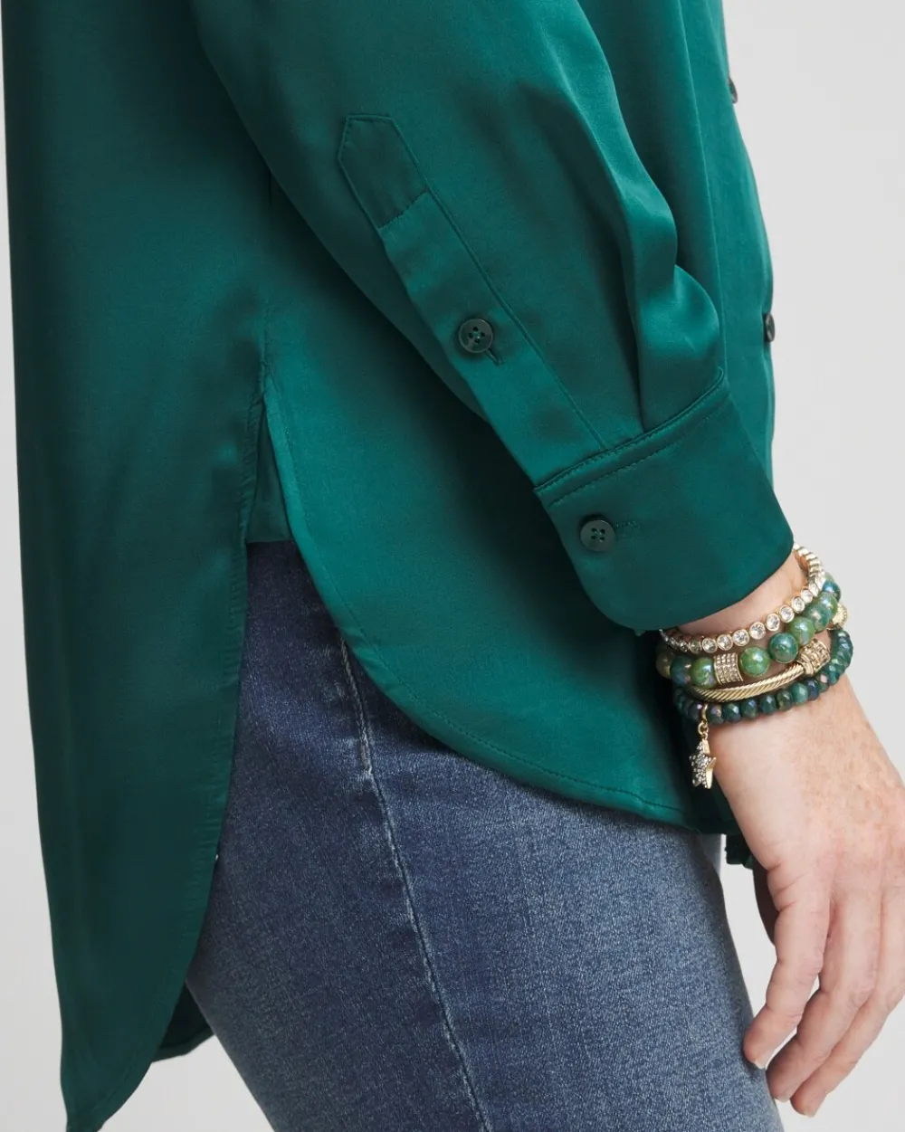 Cheap Satin High-low Tunic Tops