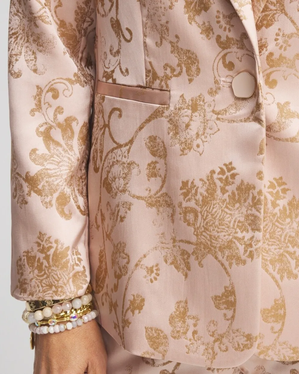 Cheap Satin Jacquard Blazer Jackets & Coats | Matching Sets