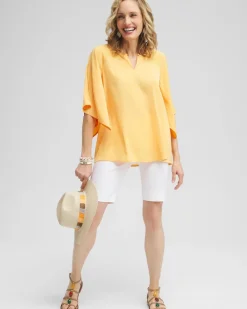 Clearance Satin Keyhole Neck Blouse Tops