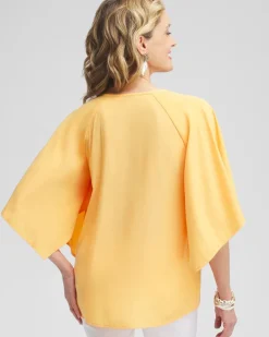 Clearance Satin Keyhole Neck Blouse Tops
