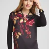 Cheap Satin Leaves Long Sleeve Tee Tops