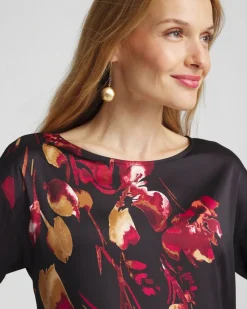 Cheap Satin Leaves Long Sleeve Tee Tops