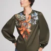 Shop Satin Placed Floral Blouse Tops