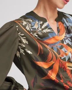 Shop Satin Placed Floral Blouse Tops
