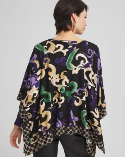 Outlet Scroll Print Poncho Tops | Ponchos & Ruanas