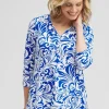 Best Sale Scrolls Henley Side Slit Tunic Tops