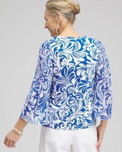 Shop Scrolls Pleated Billow Sleeve Top Tops