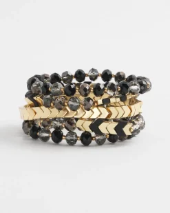 Clearance Set Of Five Gold & Black Bracelets Bracelets