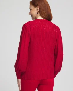 Best Shimmer Chiffon Pleated Blouse Tops | Blouses & Shirts