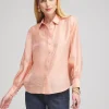Outlet Shimmery Long Sleeve Shirt Tops