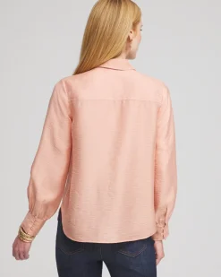 Outlet Shimmery Long Sleeve Shirt Tops