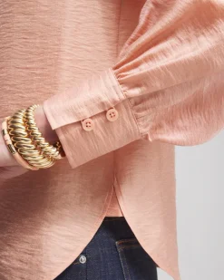 Outlet Shimmery Long Sleeve Shirt Tops