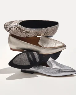 Hot Metallic Leather Loafer Shoes