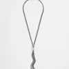 New Silver Tone Baguette Tassel Necklace Necklaces | Everyday Jewelry