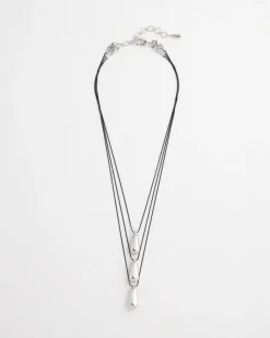 New Silver Tone Three-Strand Pendant Necklace Necklaces