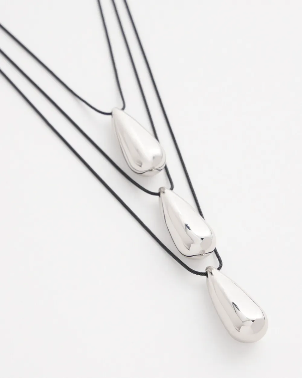 New Silver Tone Three-Strand Pendant Necklace Necklaces