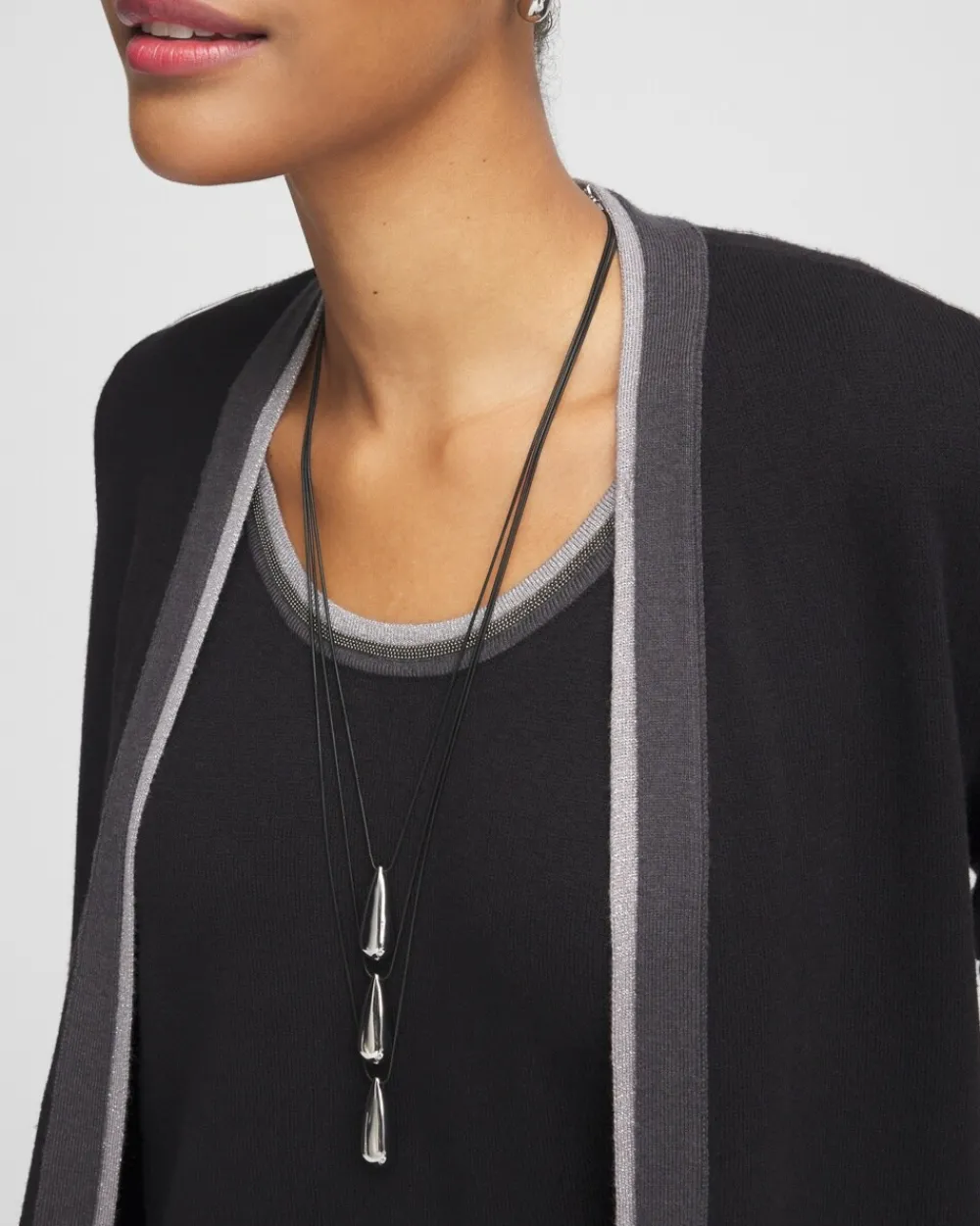 New Silver Tone Three-Strand Pendant Necklace Necklaces