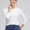 Clearance 3/4 Sleeve Button Tee Tops