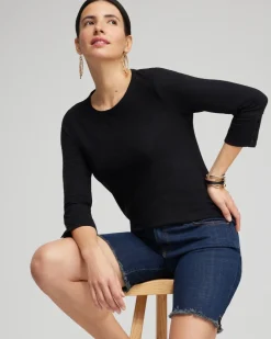 Clearance 3/4 Sleeve Button Tee Tops