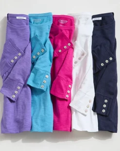 Clearance 3/4 Sleeve Button Tee Tops