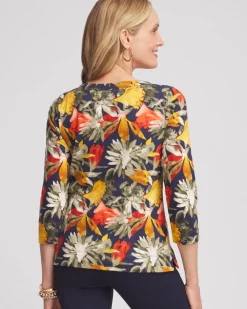 Best Sale 3/4 Sleeve Garden Bateau Neck Tee Tops