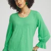 Online Smocked 3/4 Sleeve Tee Tops
