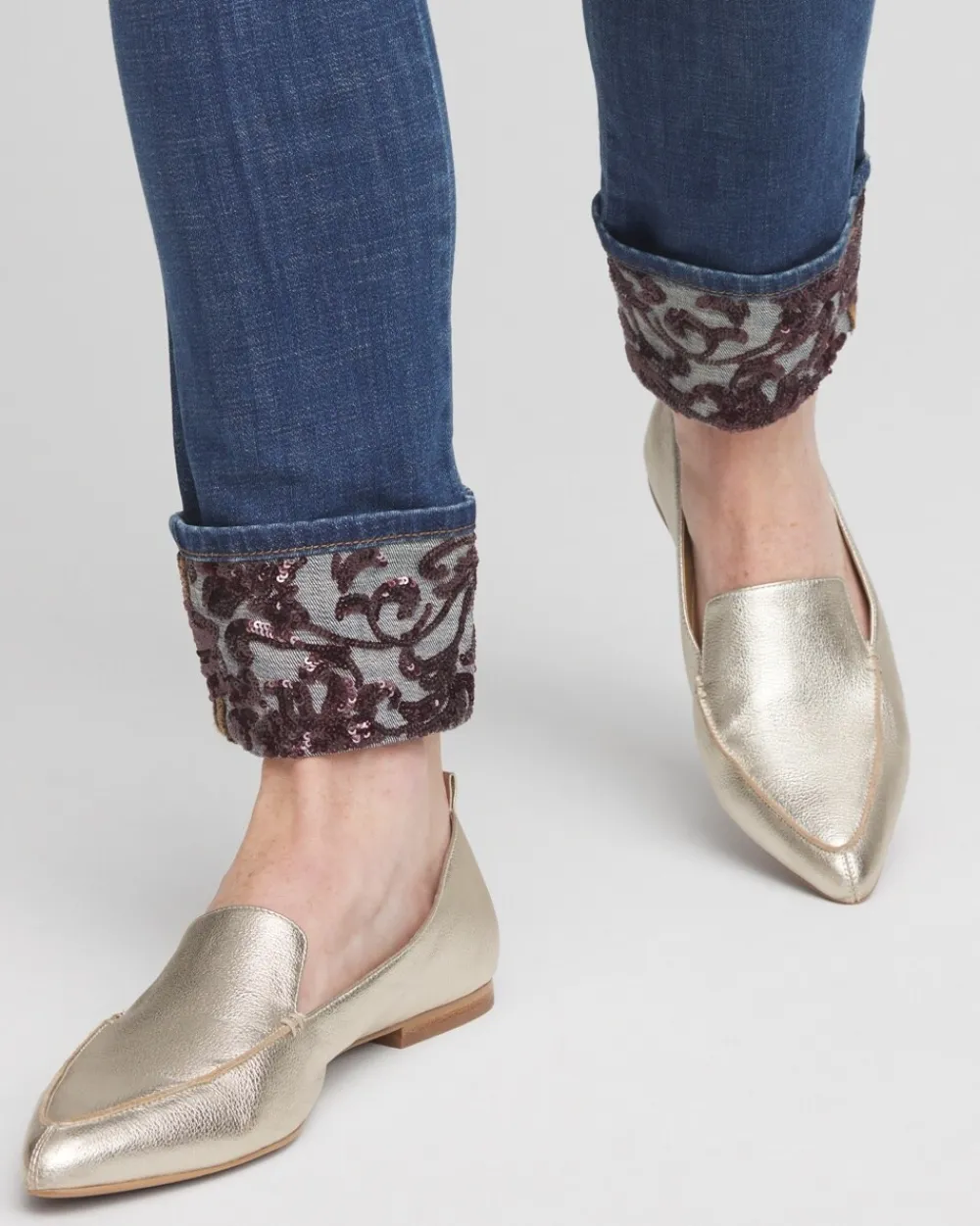Fashion So Slimming® Girlfriend Sequin Cuff Ankle Jeans Jeans & Denim