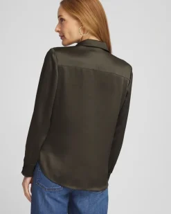 Sale Stretch Satin Blouse Tops