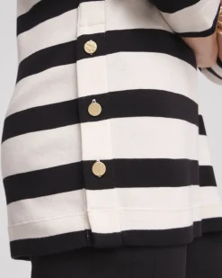 Best Sale Stripe Button Detail Tunic Tops